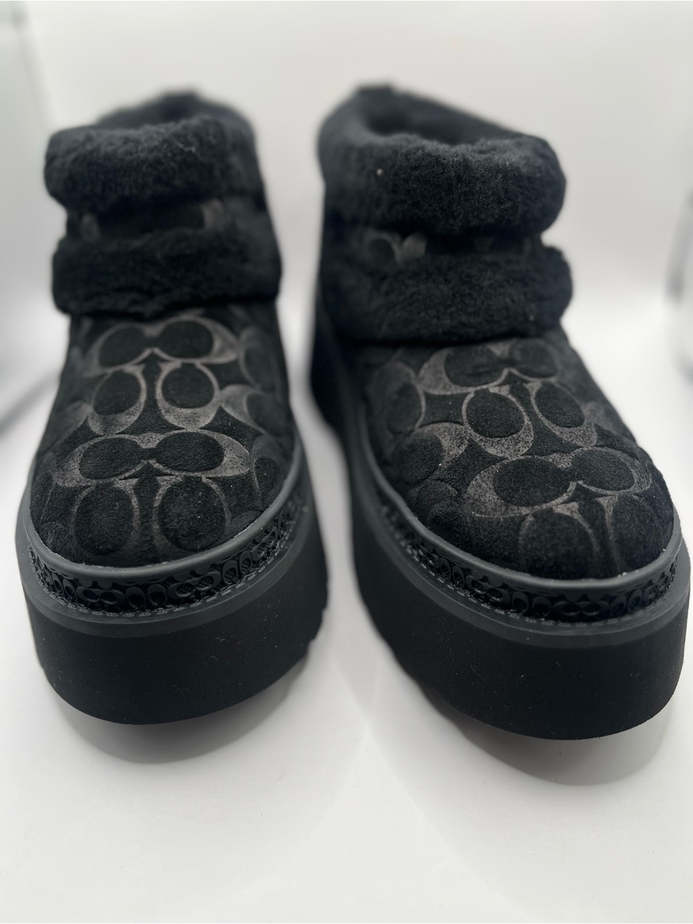 Coach New Women's 8B Black Signature Shearling Slip-On Booties - Picture 6 of 6